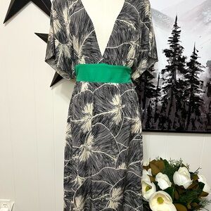 Anthropologie 100% Silk Palm Print Dress